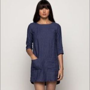 Pyne & Smith No. 20 Linen Shift Dress in Denim Blue